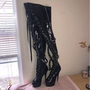 Pleaser Women's Delight-3028 Knee High Boots Size 9 US